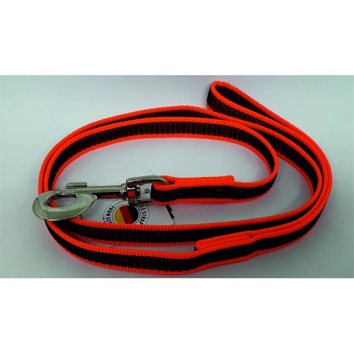 Julius K9 IDC Guinzaglio Cane Nylon Gomma Arancio 20mm x 1,2mt con maniglia