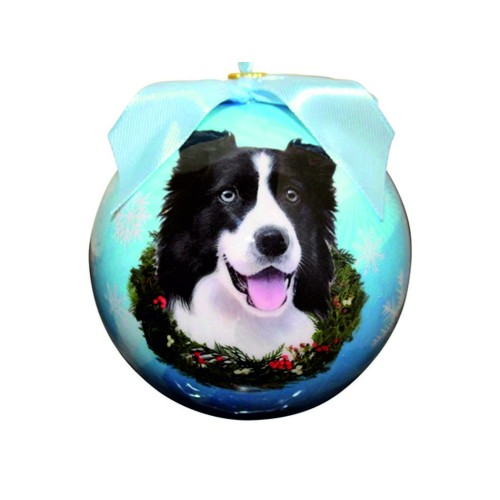 Pallina per albero di natale con decorazione cane razza border collie