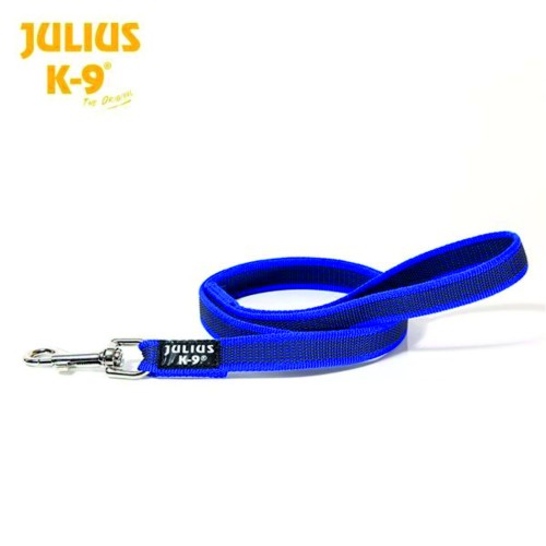 Julius K9 IDC Guinzaglio Cane Nylon Gomma Blu 20mm x 1,2mt con maniglia
