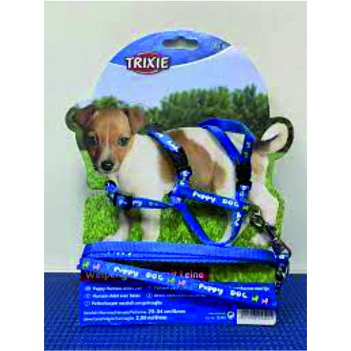 Trixie pettorina per cuccioli con guinzaglio  colore blu