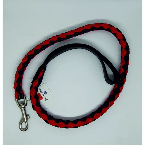 Guinzaglio per cane intrecciato in pelle just leather colore rosso Da abbinare a collare, pettorina