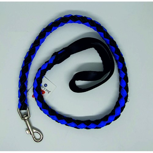 Guinzaglio per cane intrecciato in pelle just leather colore blu