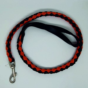 Guinzaglio per cane intrecciato in pelle just leather colore arancio