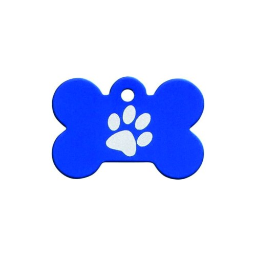 Medaglietta per cane blu osso grande con zampina