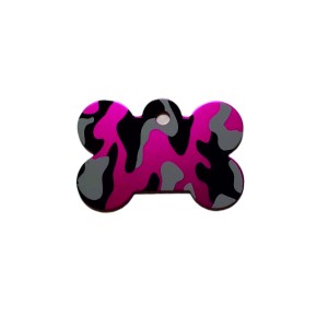 Medaglietta a forma osso cane fashion zebrata Rosa con incisione personalizzata