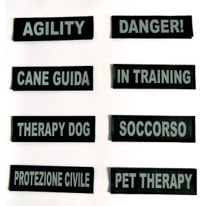 Coppia Etichette 11 x 3 cm. Riflettenti per Pettorina imbragatura cane JULIUS-K9