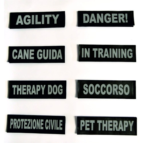 Coppia Etichette 11 x 3 cm. Riflettenti per Pettorina imbragatura cane JULIUS-K9