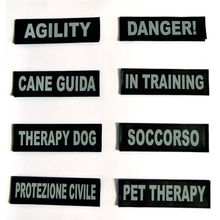 Coppia Etichette 11 x 3 cm. Riflettenti per Pettorina imbragatura cane JULIUS-K9