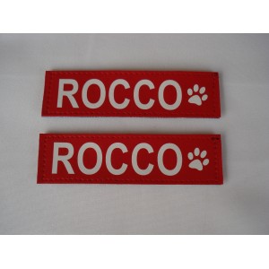 Etichette Luminescenti Personalizzate Sfondo Rosso 16x 5 cm adatte a Pettorina JULIUS-K9