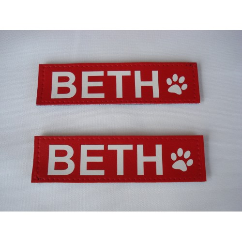 Etichette Luminescenti Personalizzate Sfondo Rosso  11x3 cm adatte a Pettorina JULIUS-K9